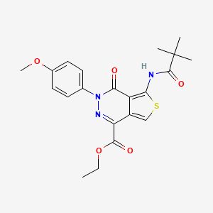 molecular formula C21H23N3O5S B3012049 Ethyl 3-(4-methoxyphenyl)-4-oxo-5-pivalamido-3,4-dihydrothieno[3,4-d]pyridazine-1-carboxylate CAS No. 851951-54-7