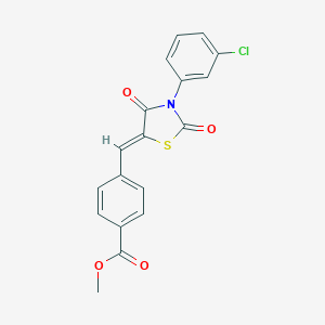 molecular formula C18H12ClNO4S B301205 Methyl 4-{[3-(3-chlorophenyl)-2,4-dioxo-1,3-thiazolidin-5-ylidene]methyl}benzoate 