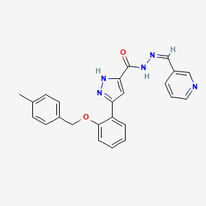 molecular formula C24H21N5O2 B3012050 3-[2-[(4-methylphenyl)methoxy]phenyl]-N-[(Z)-pyridin-3-ylmethylideneamino]-1H-pyrazole-5-carboxamide CAS No. 1285502-74-0
