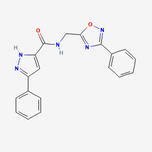 molecular formula C19H15N5O2 B3012057 5-苯基-N-((3-苯基-1,2,4-恶二唑-5-基)甲基)-1H-吡唑-3-甲酰胺 CAS No. 1238857-55-0