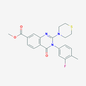 molecular formula C21H20FN3O3S B3012063 3-(3-氟-4-甲基苯基)-4-氧代-2-硫代吗啉-3,4-二氢喹唑啉-7-甲酸甲酯 CAS No. 1251619-33-6