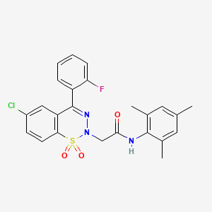 molecular formula C24H21ClFN3O3S B3012065 2-(6-chloro-4-(2-fluorophenyl)-1,1-dioxido-2H-benzo[e][1,2,3]thiadiazin-2-yl)-N-mesitylacetamide CAS No. 1031619-49-4