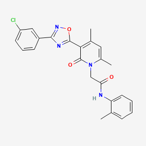 molecular formula C24H21ClN4O3 B3012068 2-(3-(3-(3-chlorophenyl)-1,2,4-oxadiazol-5-yl)-4,6-dimethyl-2-oxopyridin-1(2H)-yl)-N-(o-tolyl)acetamide CAS No. 946294-81-1