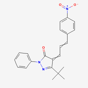 molecular formula C22H21N3O3 B3012077 5-(tert-butyl)-4-[(E,2E)-3-(4-nitrophenyl)-2-propenylidene]-2-phenyl-2,4-dihydro-3H-pyrazol-3-one CAS No. 946387-04-8