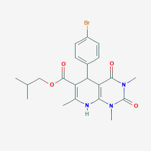 molecular formula C21H24BrN3O4 B3012089 Isobutyl 5-(4-bromophenyl)-1,3,7-trimethyl-2,4-dioxo-1,2,3,4,5,8-hexahydropyrido[2,3-d]pyrimidine-6-carboxylate CAS No. 868144-32-5
