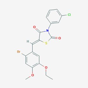 molecular formula C19H15BrClNO4S B301209 5-(2-Bromo-5-ethoxy-4-methoxybenzylidene)-3-(3-chlorophenyl)-1,3-thiazolidine-2,4-dione 