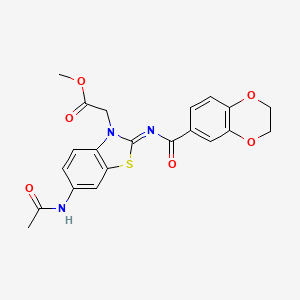 (Z)-methyl 2-(6-acetamido-2-((2,3-dihydrobenzo[b][1,4]dioxine-6-carbonyl)imino)benzo[d]thiazol-3(2H)-yl)acetate