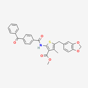 Methyl 5-(1,3-benzodioxol-5-ylmethyl)-2-[(4-benzoylbenzoyl)amino]-4-methylthiophene-3-carboxylate