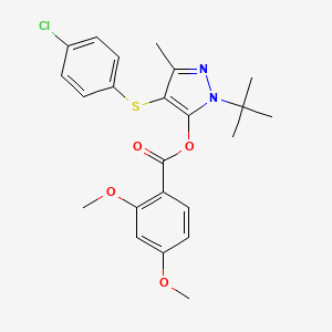 1-(tert-butyl)-4-((4-chlorophenyl)thio)-3-methyl-1H-pyrazol-5-yl 2,4-dimethoxybenzoate