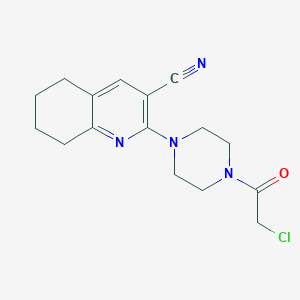 molecular formula C16H19ClN4O B3012109 2-(4-(2-氯乙酰)哌嗪-1-基)-5,6,7,8-四氢喹啉-3-腈 CAS No. 929967-59-9