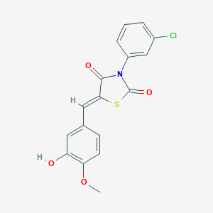 molecular formula C17H12ClNO4S B301211 (5Z)-3-(3-chlorophenyl)-5-(3-hydroxy-4-methoxybenzylidene)-1,3-thiazolidine-2,4-dione 