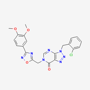 molecular formula C22H18ClN7O4 B3012114 3-(2-chlorobenzyl)-6-((3-(3,4-dimethoxyphenyl)-1,2,4-oxadiazol-5-yl)methyl)-3H-[1,2,3]triazolo[4,5-d]pyrimidin-7(6H)-one CAS No. 1105242-63-4