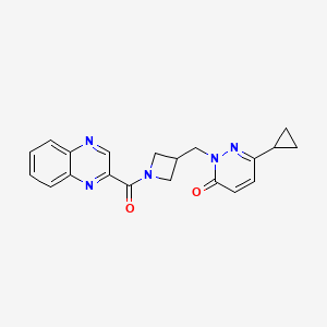 molecular formula C20H19N5O2 B3012118 6-Cyclopropyl-2-{[1-(quinoxaline-2-carbonyl)azetidin-3-yl]methyl}-2,3-dihydropyridazin-3-one CAS No. 2201015-36-1