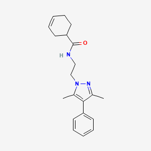 N-(2-(3,5-dimethyl-4-phenyl-1H-pyrazol-1-yl)ethyl)cyclohex-3-enecarboxamide
