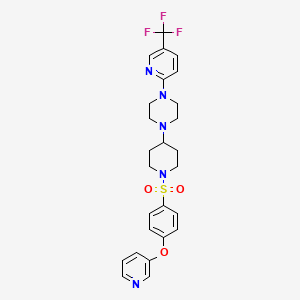 molecular formula C26H28F3N5O3S B3012120 1-{1-[4-(Pyridin-3-yloxy)benzenesulfonyl]piperidin-4-yl}-4-[5-(trifluoromethyl)pyridin-2-yl]piperazine CAS No. 2097936-84-8
