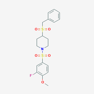 molecular formula C19H22FNO5S2 B3012121 4-(苄基磺酰基)-1-((3-氟-4-甲氧苯基)磺酰基)哌啶 CAS No. 2034609-20-4