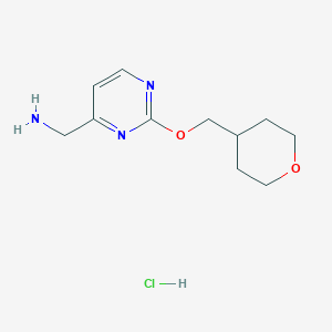 molecular formula C11H18ClN3O2 B3012128 [2-(氧杂-4-基甲氧基)嘧啶-4-基]甲胺盐酸盐 CAS No. 1439900-57-8