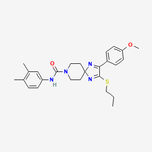 molecular formula C26H32N4O2S B3012136 N-(3,4-dimethylphenyl)-2-(4-methoxyphenyl)-3-(propylthio)-1,4,8-triazaspiro[4.5]deca-1,3-diene-8-carboxamide CAS No. 894881-21-1