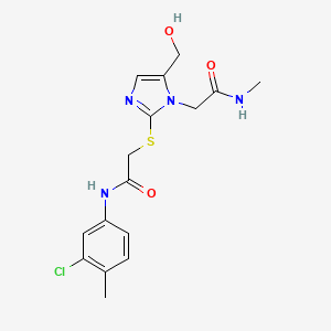 N-(3-chloro-4-methylphenyl)-2-{[5-(hydroxymethyl)-1-[(methylcarbamoyl)methyl]-1H-imidazol-2-yl]sulfanyl}acetamide