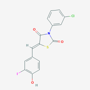 molecular formula C16H9ClINO3S B301214 3-(3-Chlorophenyl)-5-(4-hydroxy-3-iodobenzylidene)-1,3-thiazolidine-2,4-dione 