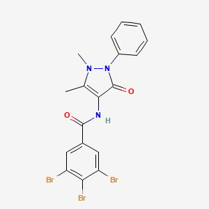 molecular formula C18H14Br3N3O2 B3012143 3,4,5-tribromo-N-(1,5-dimethyl-3-oxo-2-phenylpyrazol-4-yl)benzamide CAS No. 1023524-35-7