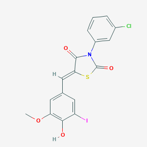 molecular formula C17H11ClINO4S B301215 3-(3-Chlorophenyl)-5-(4-hydroxy-3-iodo-5-methoxybenzylidene)-1,3-thiazolidine-2,4-dione 