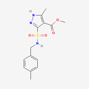 molecular formula C14H17N3O4S B3012151 3-甲基-5-(N-(4-甲基苄基)磺酰基)-1H-吡唑-4-甲酸甲酯 CAS No. 1319154-01-2