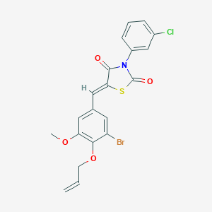 molecular formula C20H15BrClNO4S B301216 5-[4-(Allyloxy)-3-bromo-5-methoxybenzylidene]-3-(3-chlorophenyl)-1,3-thiazolidine-2,4-dione 