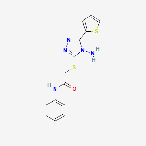 molecular formula C15H15N5OS2 B3012161 2-((4-amino-5-(thiophen-2-yl)-4H-1,2,4-triazol-3-yl)thio)-N-(p-tolyl)acetamide CAS No. 886927-20-4