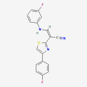 molecular formula C18H11F2N3S B3012162 (Z)-3-((3-fluorophenyl)amino)-2-(4-(4-fluorophenyl)thiazol-2-yl)acrylonitrile CAS No. 476676-50-3