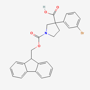 molecular formula C26H22BrNO4 B3012166 3-(3-Bromophenyl)-1-(9H-fluoren-9-ylmethoxycarbonyl)pyrrolidine-3-carboxylic acid CAS No. 2353094-51-4