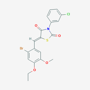 molecular formula C19H15BrClNO4S B301218 5-(2-Bromo-4-ethoxy-5-methoxybenzylidene)-3-(3-chlorophenyl)-1,3-thiazolidine-2,4-dione 