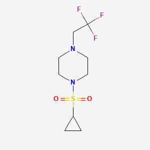 molecular formula C9H15F3N2O2S B3012187 1-(Cyclopropylsulfonyl)-4-(2,2,2-trifluoroethyl)piperazine CAS No. 1235090-68-2