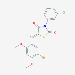 molecular formula C18H13BrClNO4S B301220 5-(5-Bromo-2,4-dimethoxybenzylidene)-3-(3-chlorophenyl)-1,3-thiazolidine-2,4-dione 