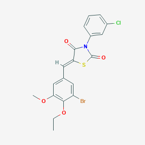 molecular formula C19H15BrClNO4S B301221 5-(3-Bromo-4-ethoxy-5-methoxybenzylidene)-3-(3-chlorophenyl)-1,3-thiazolidine-2,4-dione 