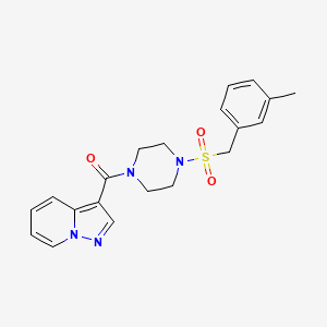 molecular formula C20H22N4O3S B3012217 (4-((3-Methylbenzyl)sulfonyl)piperazin-1-yl)(pyrazolo[1,5-a]pyridin-3-yl)methanone CAS No. 1421584-17-9