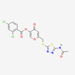 6-(((5-acetamido-1,3,4-thiadiazol-2-yl)thio)methyl)-4-oxo-4H-pyran-3-yl 2,4-dichlorobenzoate