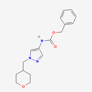 molecular formula C17H21N3O3 B3012219 benzyl (1-((tetrahydro-2H-pyran-4-yl)methyl)-1H-pyrazol-4-yl)carbamate CAS No. 1706081-12-0
