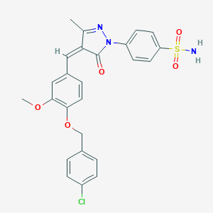 molecular formula C25H22ClN3O5S B301222 4-(4-{4-[(4-chlorobenzyl)oxy]-3-methoxybenzylidene}-3-methyl-5-oxo-4,5-dihydro-1H-pyrazol-1-yl)benzenesulfonamide 