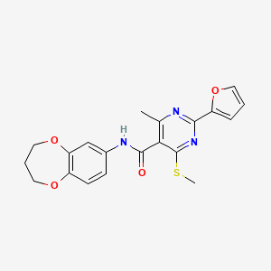 molecular formula C20H19N3O4S B3012220 N-(3,4-dihydro-2H-1,5-benzodioxepin-7-yl)-2-(furan-2-yl)-4-methyl-6-(methylsulfanyl)pyrimidine-5-carboxamide CAS No. 1089615-25-7