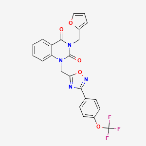 molecular formula C23H15F3N4O5 B3012224 3-(furan-2-ylmethyl)-1-((3-(4-(trifluoromethoxy)phenyl)-1,2,4-oxadiazol-5-yl)methyl)quinazoline-2,4(1H,3H)-dione CAS No. 1207032-15-2