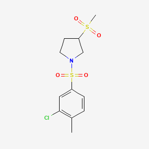 molecular formula C12H16ClNO4S2 B3012233 1-((3-Chloro-4-methylphenyl)sulfonyl)-3-(methylsulfonyl)pyrrolidine CAS No. 1788771-35-6