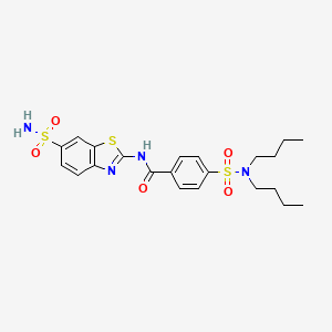 4-(dibutylsulfamoyl)-N-(6-sulfamoyl-1,3-benzothiazol-2-yl)benzamide