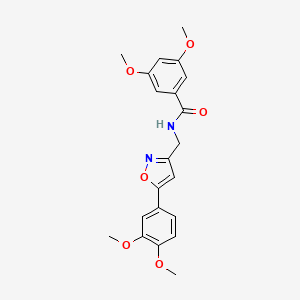 molecular formula C21H22N2O6 B3012256 N-((5-(3,4-二甲氧基苯基)异噁唑-3-基)甲基)-3,5-二甲氧基苯甲酰胺 CAS No. 953210-43-0