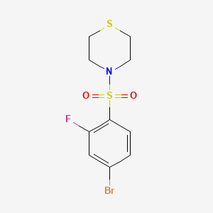 molecular formula C10H11BrFNO2S2 B3012261 4-(4-Bromo-2-fluorophenylsulfonyl)thiomorpholine CAS No. 1771023-89-2