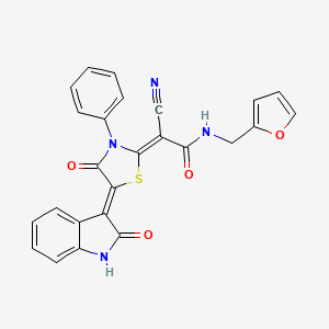 molecular formula C25H16N4O4S B3012270 (Z)-2-cyano-N-(furan-2-ylmethyl)-2-((Z)-4-oxo-5-(2-oxoindolin-3-ylidene)-3-phenylthiazolidin-2-ylidene)acetamide CAS No. 853890-51-4