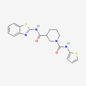 molecular formula C18H18N4O2S2 B3012271 N3-(benzo[d]thiazol-2-yl)-N1-(thiophen-2-yl)piperidine-1,3-dicarboxamide CAS No. 1226435-53-5