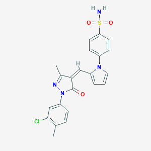 molecular formula C22H19ClN4O3S B301228 4-(2-{[1-(3-chloro-4-methylphenyl)-3-methyl-5-oxo-1,5-dihydro-4H-pyrazol-4-ylidene]methyl}-1H-pyrrol-1-yl)benzenesulfonamide 