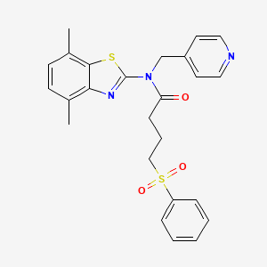 N-(4,7-dimethylbenzo[d]thiazol-2-yl)-4-(phenylsulfonyl)-N-(pyridin-4-ylmethyl)butanamide