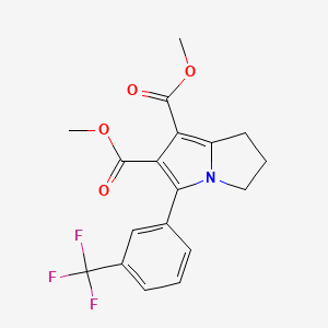 molecular formula C18H16F3NO4 B3012290 Dimethyl 5-(3-(trifluoromethyl)phenyl)-2,3-dihydro-1H-pyrrolizine-6,7-dicarboxylate CAS No. 303145-37-1